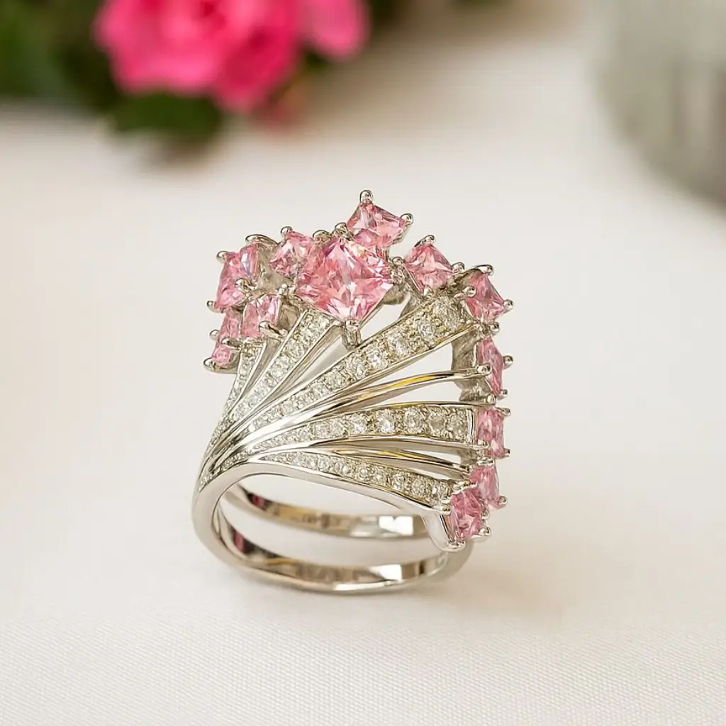 Pink Radiance Crown Ring